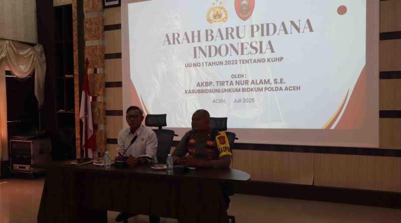 POLRES ABDYA MENERIMA PENYULUHAN HUKUM OLEH BIDKUM POLDA ACEH TENTANG UNDANG-UNDANG NOMOR 1 THN 2023 TENTANG KUHP DAN RESTORATIF JUSTICE